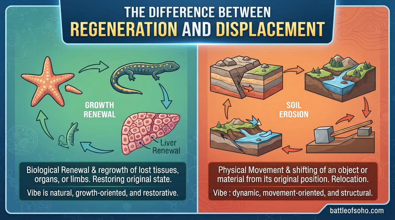 The Difference Between Regeneration and Displacement