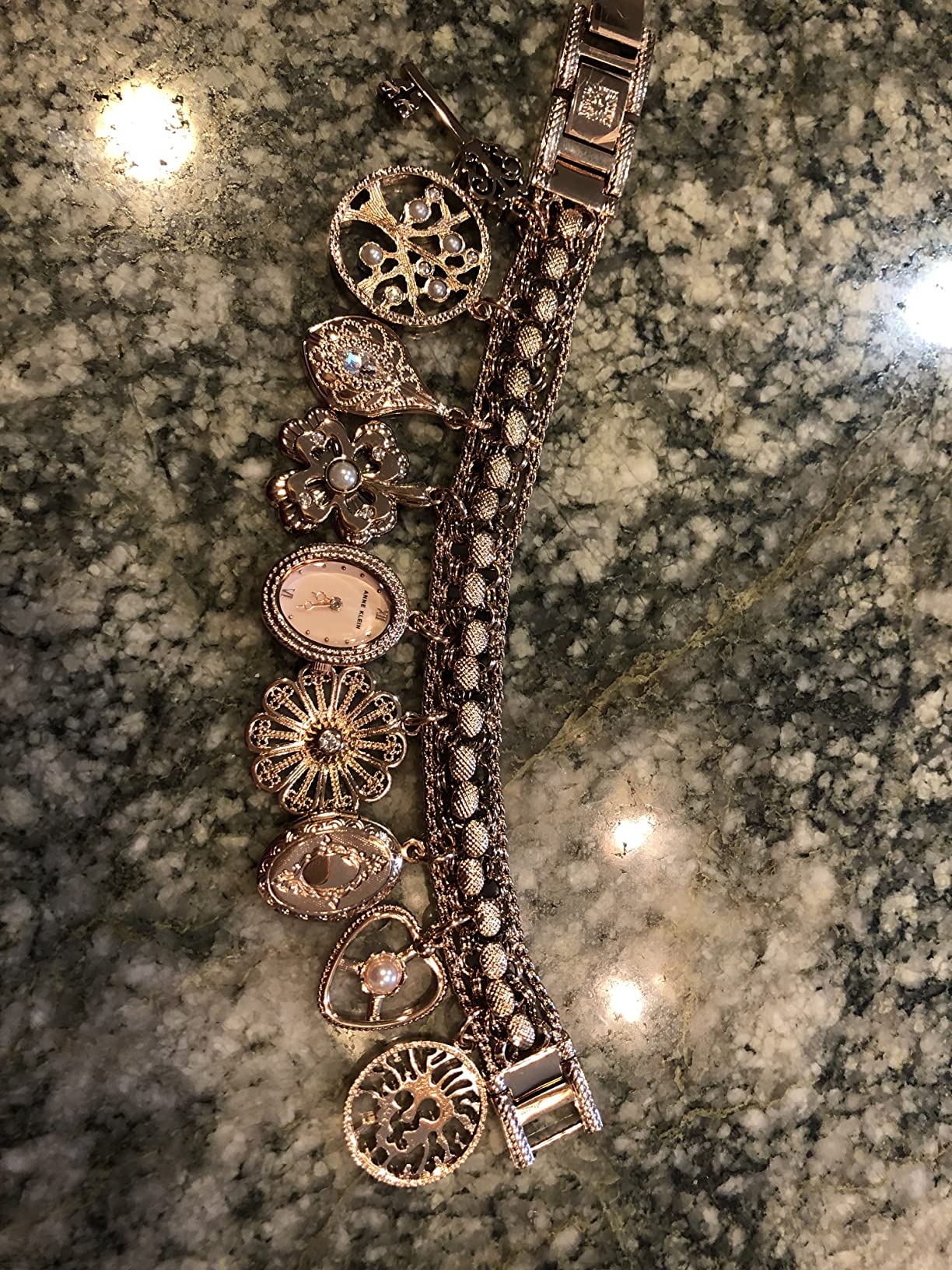 Anne Klein Women's Premium Crystal Accented Charm Bracelet Watch customer photo 2