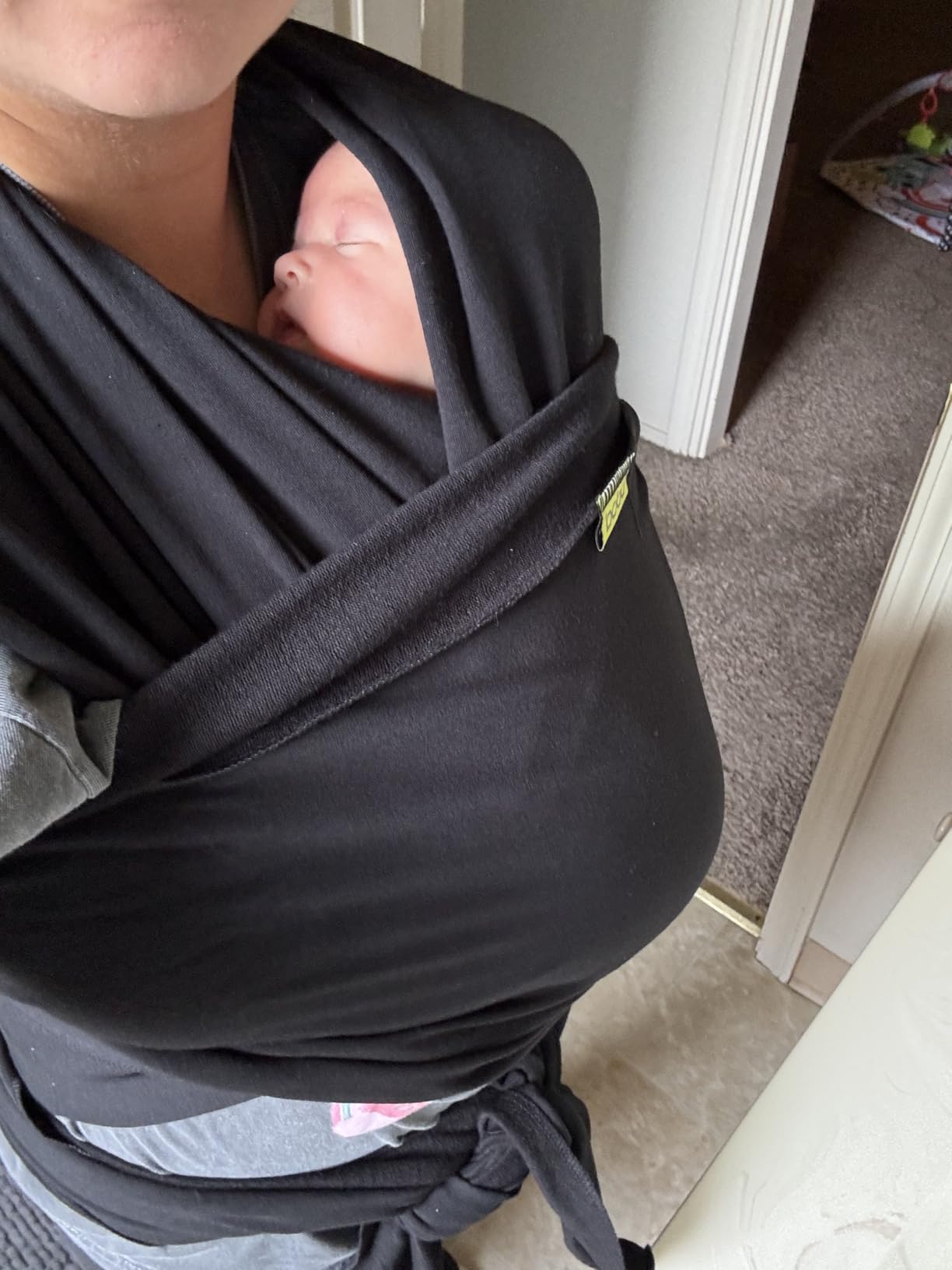 Boba Baby Wrap Carrier - Original Baby Sling Carrier for Newborns (7-35 lbs), Soft, Secure, Hands-Free & Ergonomic, Ideal for Comfortable Bonding, New Parents (Black) customer photo 1