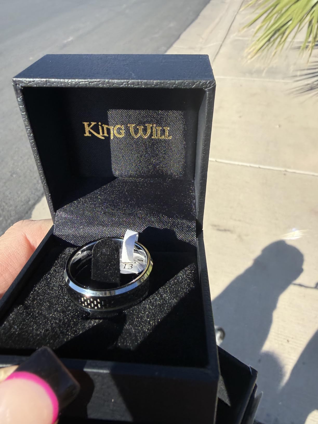 King Will 8mm Mens Tungsten Wedding Rings Carbon Fiber Plaid Inlaid | 8mm, Polished, Carbon fiber inlay, Everyday Wear customer photo 1
