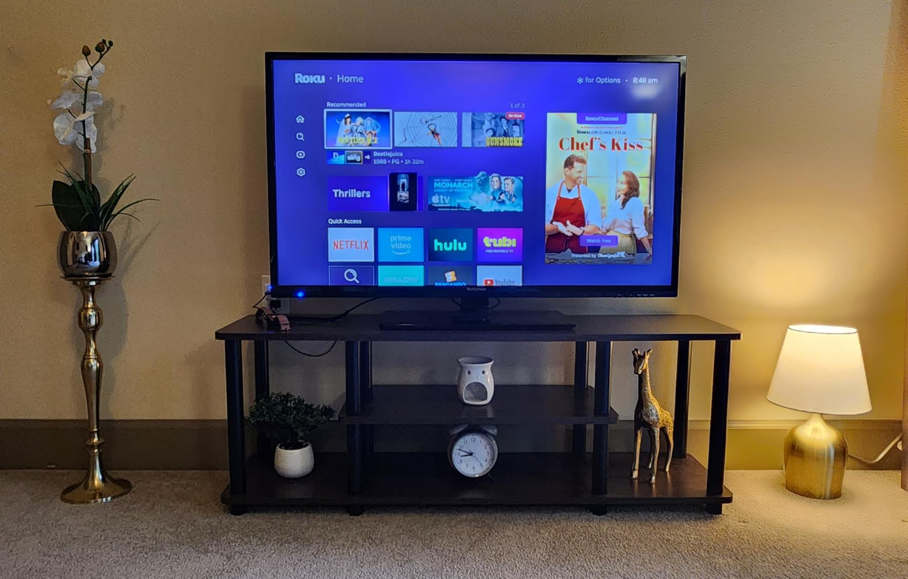 Furinno Turn-N-Tube No Tools 3D 3-Tier Entertainment TV Stand up to 50 inch TV, Round Tubes, Dark Brown / Black customer photo 2