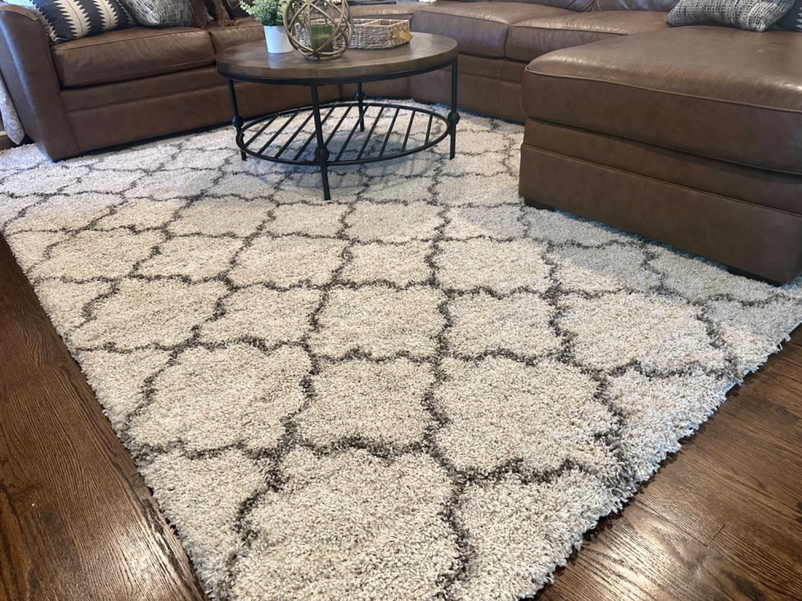 SAFAVIEH Hudson Shag Rug 8x10, Plush Trellis Large Ivory & Grey SGH282A customer photo 2