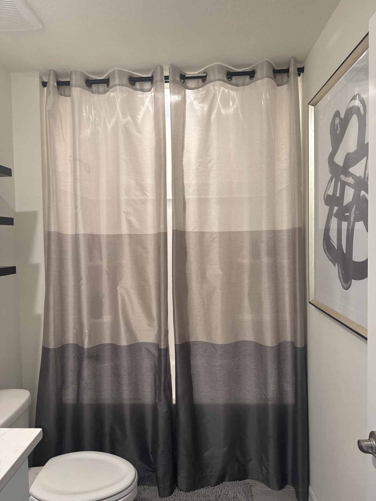 EXCLUSIVE HOME Chateau Striped Faux Silk Grommet Top Curtain Panel Pair, 54
