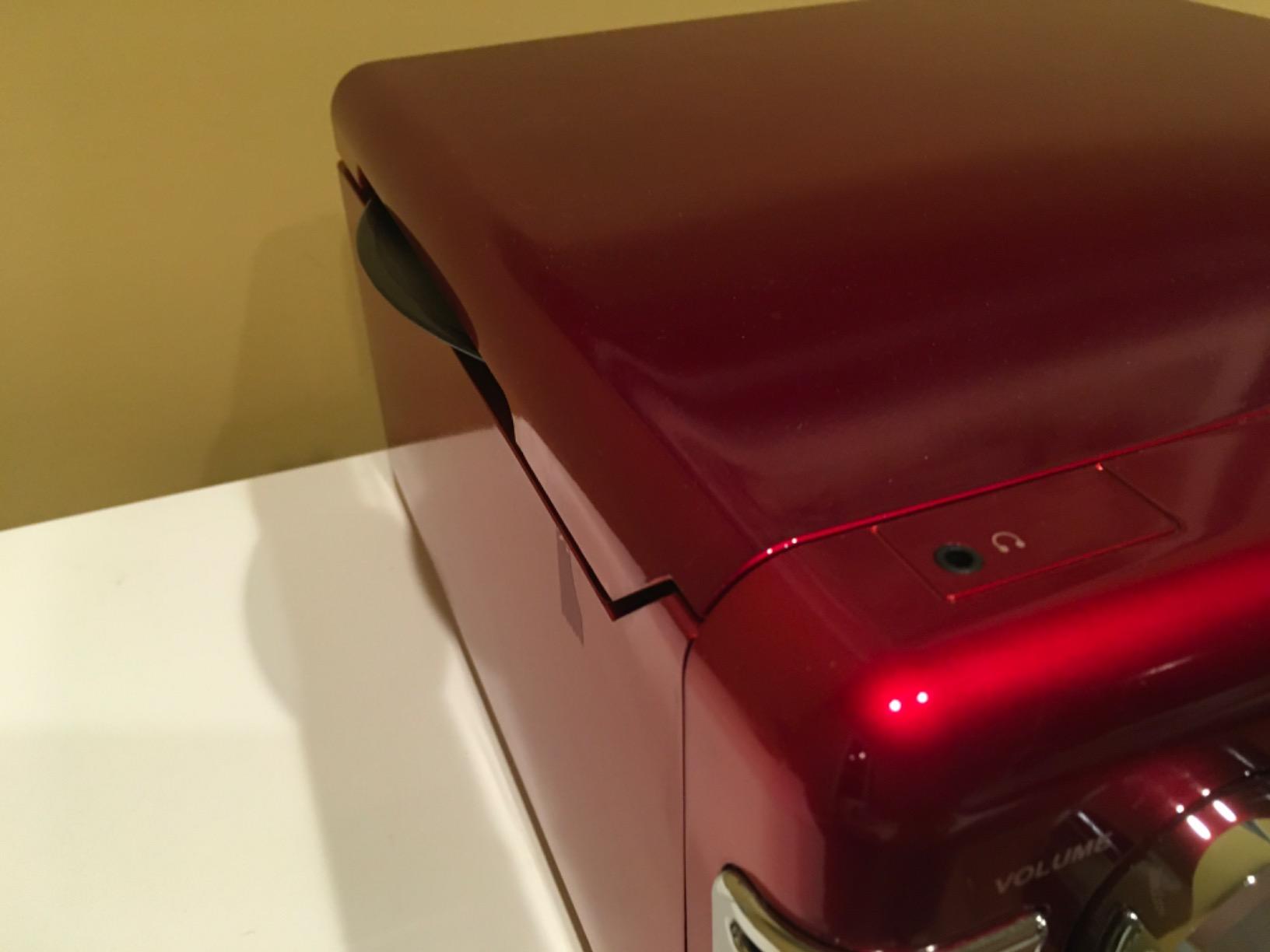Victrola Haley - Retro Bluetooth Record Player with CD Player - Red | Plays vinyl, CD and AM/FM radio through built-in stereo speakers, 1950s retro design, Bluetooth and aux streaming customer photo 2