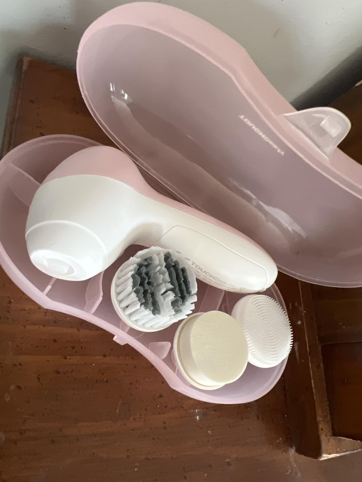 Gentle Electric Facial Cleansing Brush for Sensitive Skin, Silicone Face Scrubber with 3 Replacement Heads & Travel Case, 2 Speeds Adjustable, IPX7 Waterproof Face Brush for Deep Cleaning, Exfoliation customer photo 1