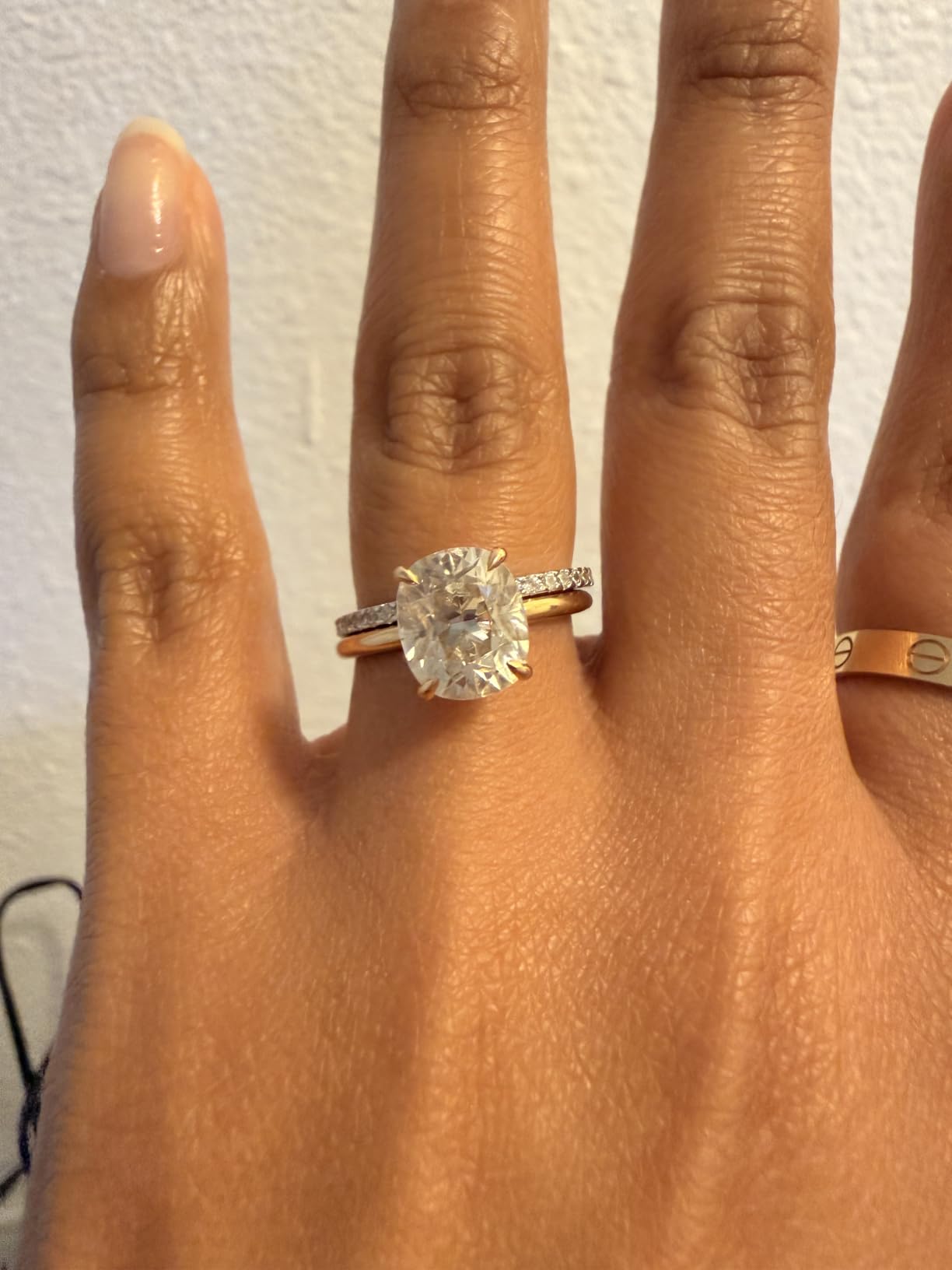 PAVOI 925 Sterling Silver Wedding Band for Women, 14K Gold Plated CZ Ring | Dainty Stackable Rings for Women, Cubic Zirconia Eternity Rings customer photo 1