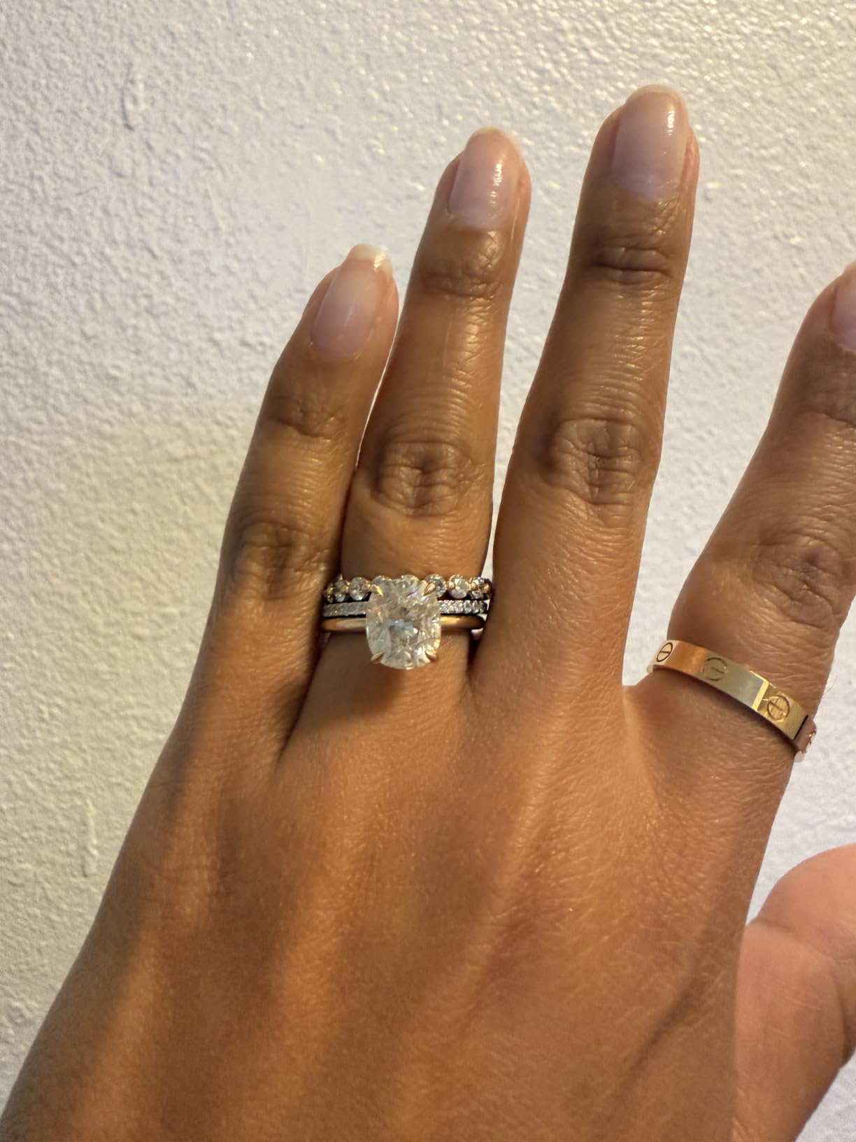 PAVOI 925 Sterling Silver Wedding Band for Women, 14K Gold Plated CZ Ring | Dainty Stackable Rings for Women, Cubic Zirconia Eternity Rings customer photo 2