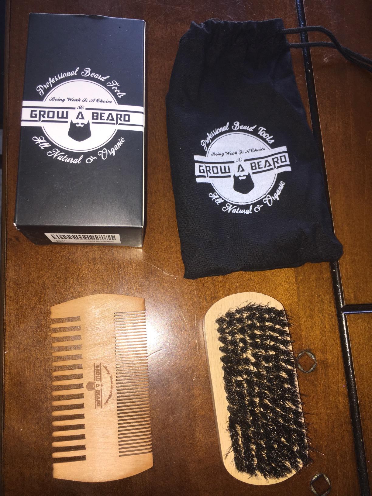 Beard Brush, Beard Comb, Beard Oil, & Beard Balm Grooming Kit for Men's Care, Travel Facial Hair Set for Growth, Styling, Shine & Softness, Great Gifts for Him, Fathers Day, Dad Gifts customer photo 1