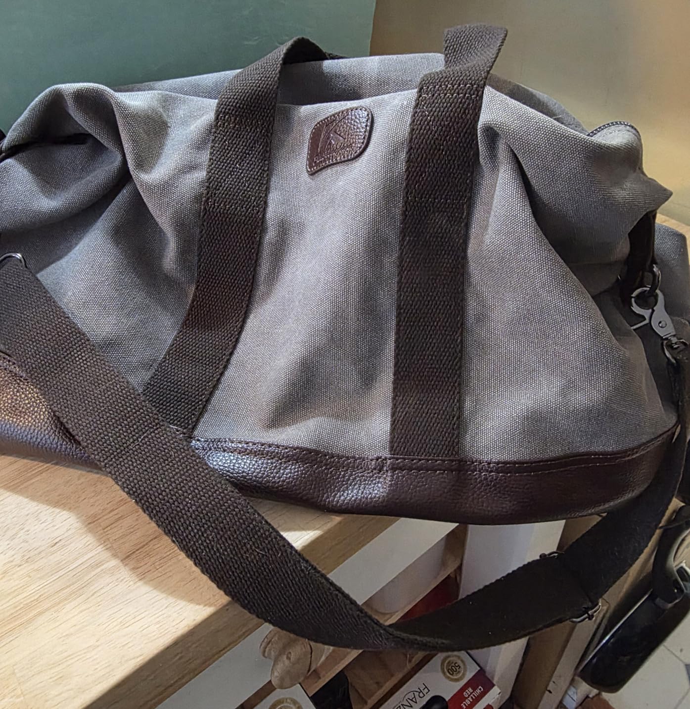 Classic Weekender Overnight Duffel Bag Canvas Leather Carry on Travel Tote (Black) customer photo 1