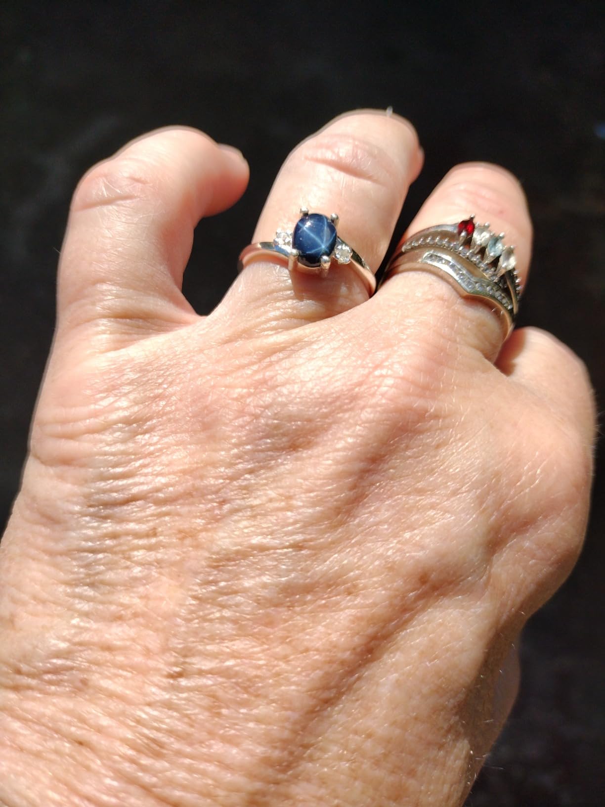 Genuine Blue Star Sapphire Ring White Sapphire Accents 925 Sterling Silver | Handmade in USA customer photo 2