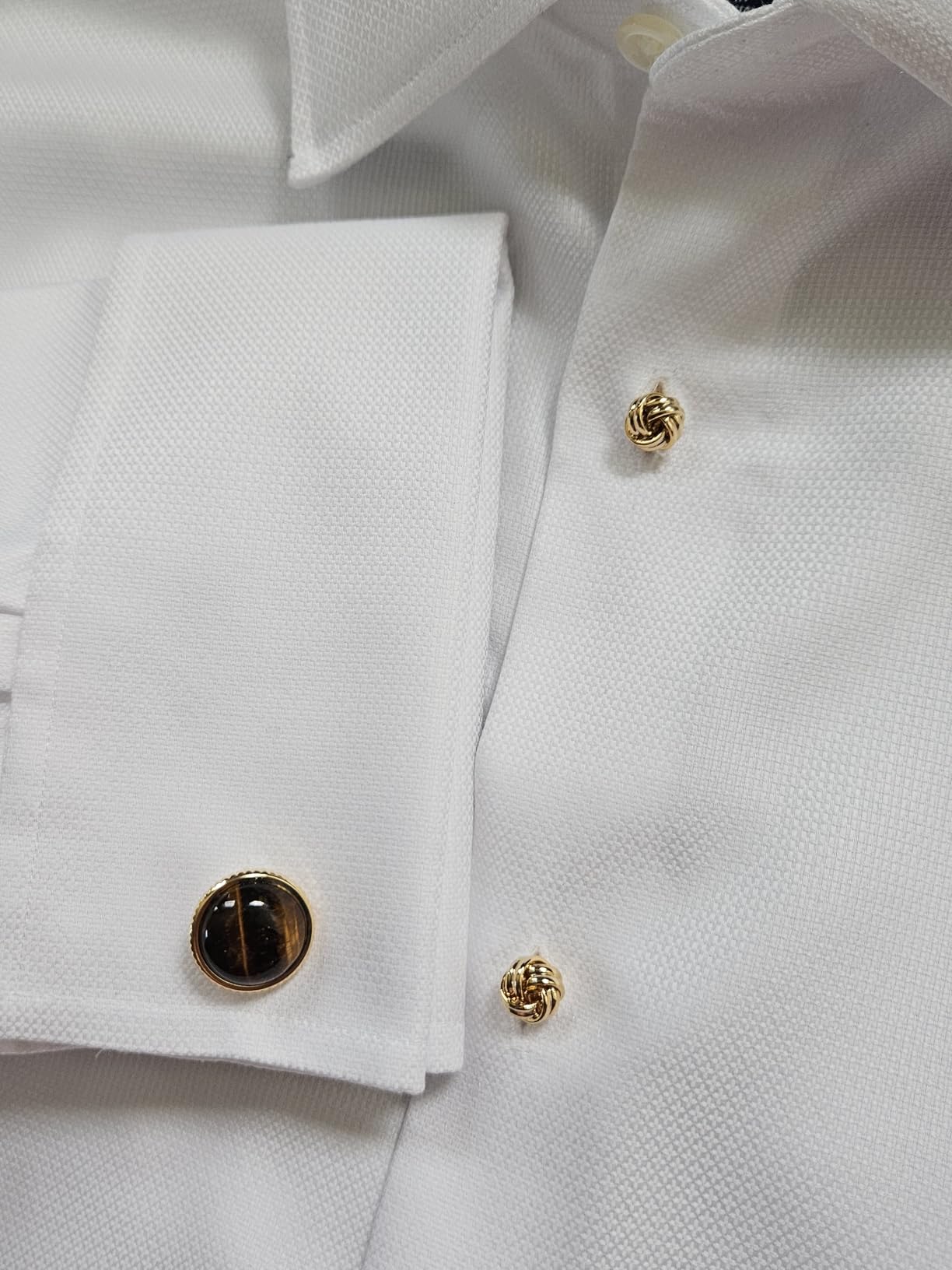 Knot Cufflinks and Shirt Studs for Men in Gold or Silver Tone for Wedding Day or Formal Occasion customer photo 1