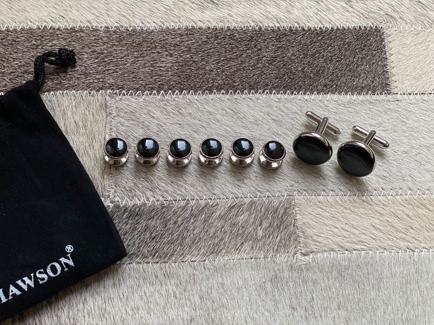 Men's Cufflinks and Tuxedo Studs Set with Gift Box for Wedding, Anniversary and Birthday customer photo 2