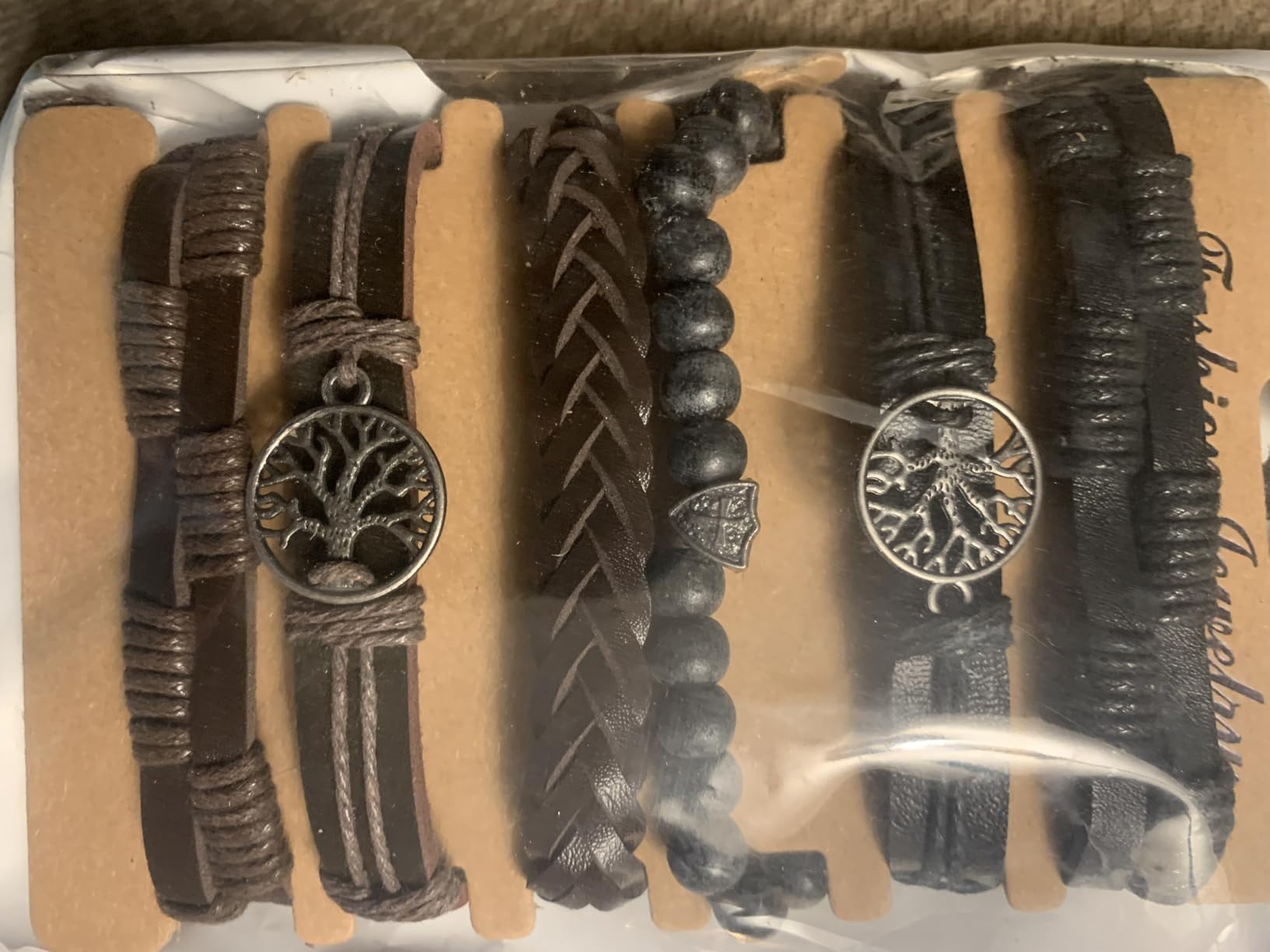 HZMAN Genuine Leather Tree of Life Bracelets Men Women, Tiger Eye Natural Stone Lava Rock Beads Ethnic Tribal Elastic Bracelets Wristbands customer photo 2