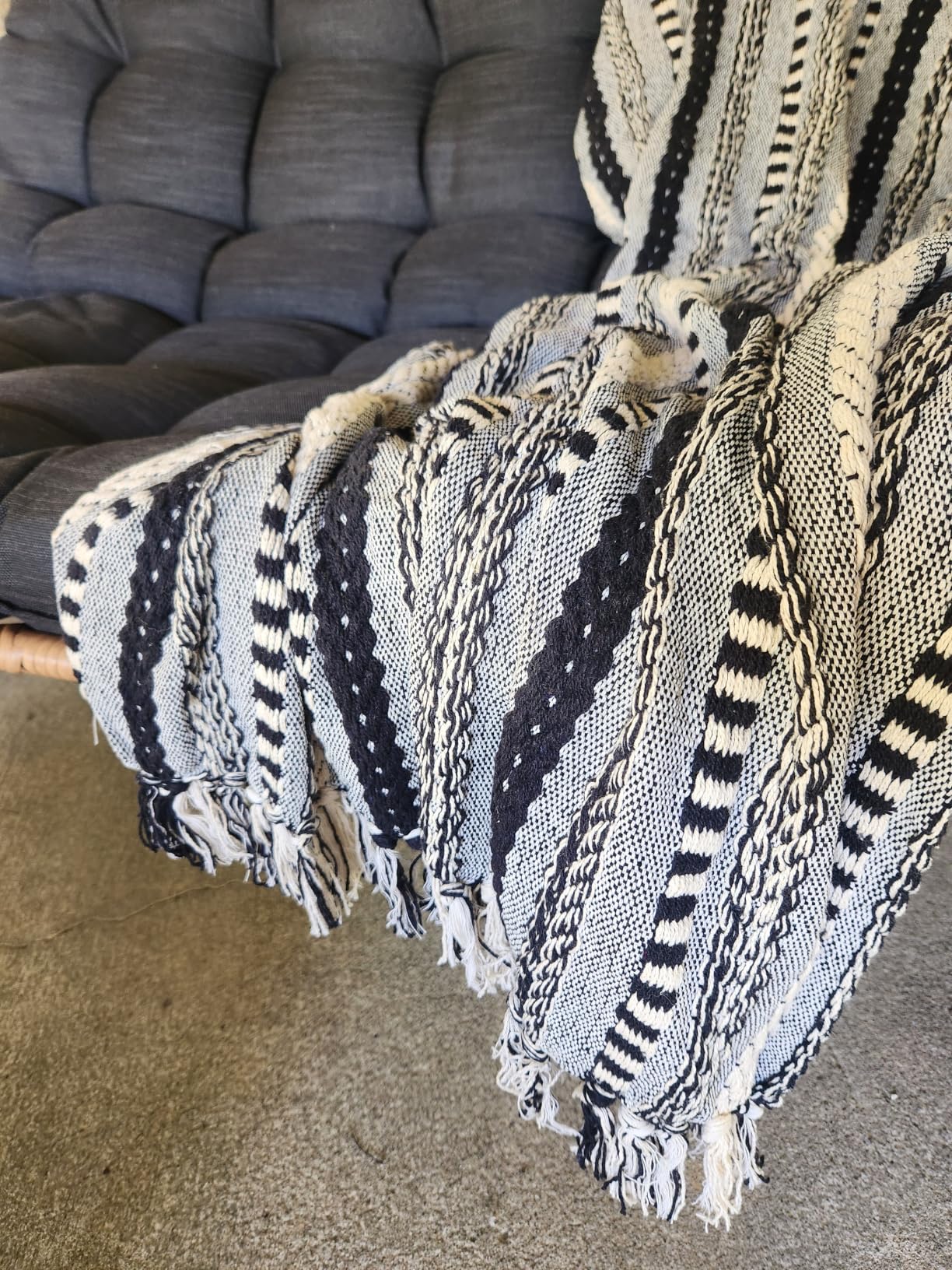 DII Braided Striped Decorative Throw Blanket, 50x60, Stone customer photo 1