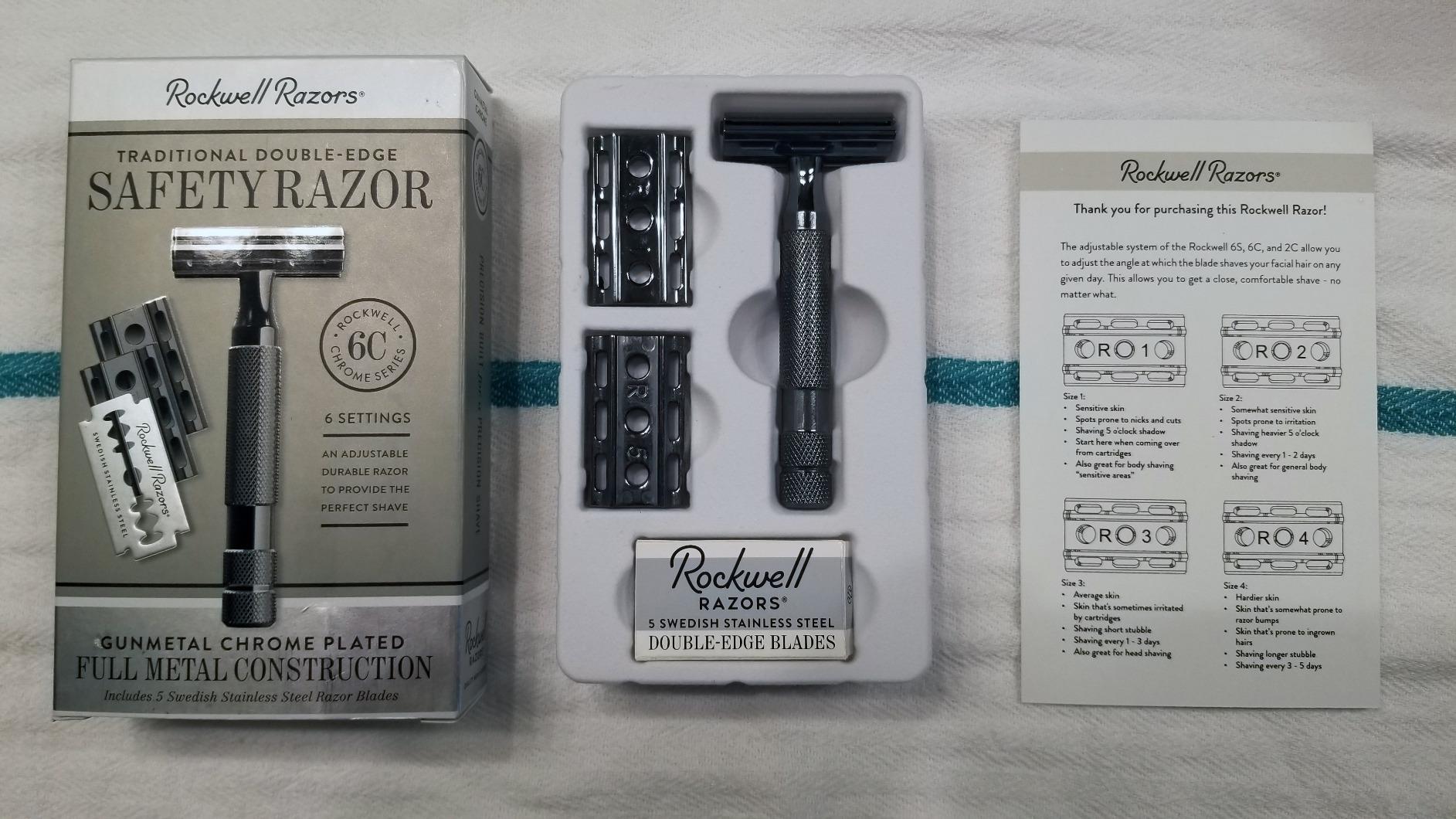 ROCKWELL RAZORS 6C Gunmetal Chrome Safety Razor With 6 Adjustable Shave Settings and 5 Fully Recyclable Razor Blades. Reusable Safety Razors for Men and Women. customer photo 2