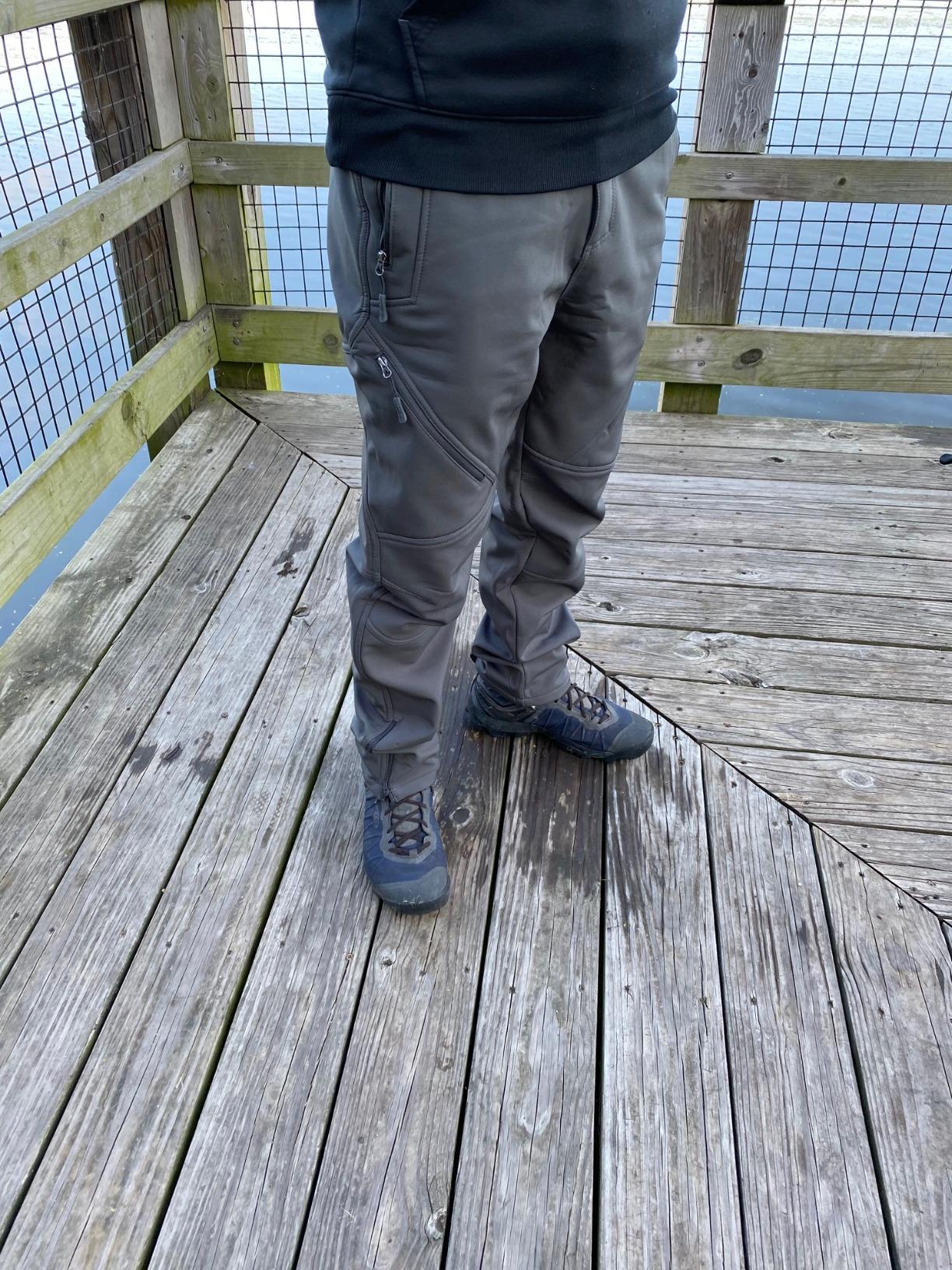 FREE SOLDIER Men's Fleece Lined Outdoor Cargo Hiking Pants Water Repellent Softshell Snow Ski Pants with Zipper Pockets customer photo 1
