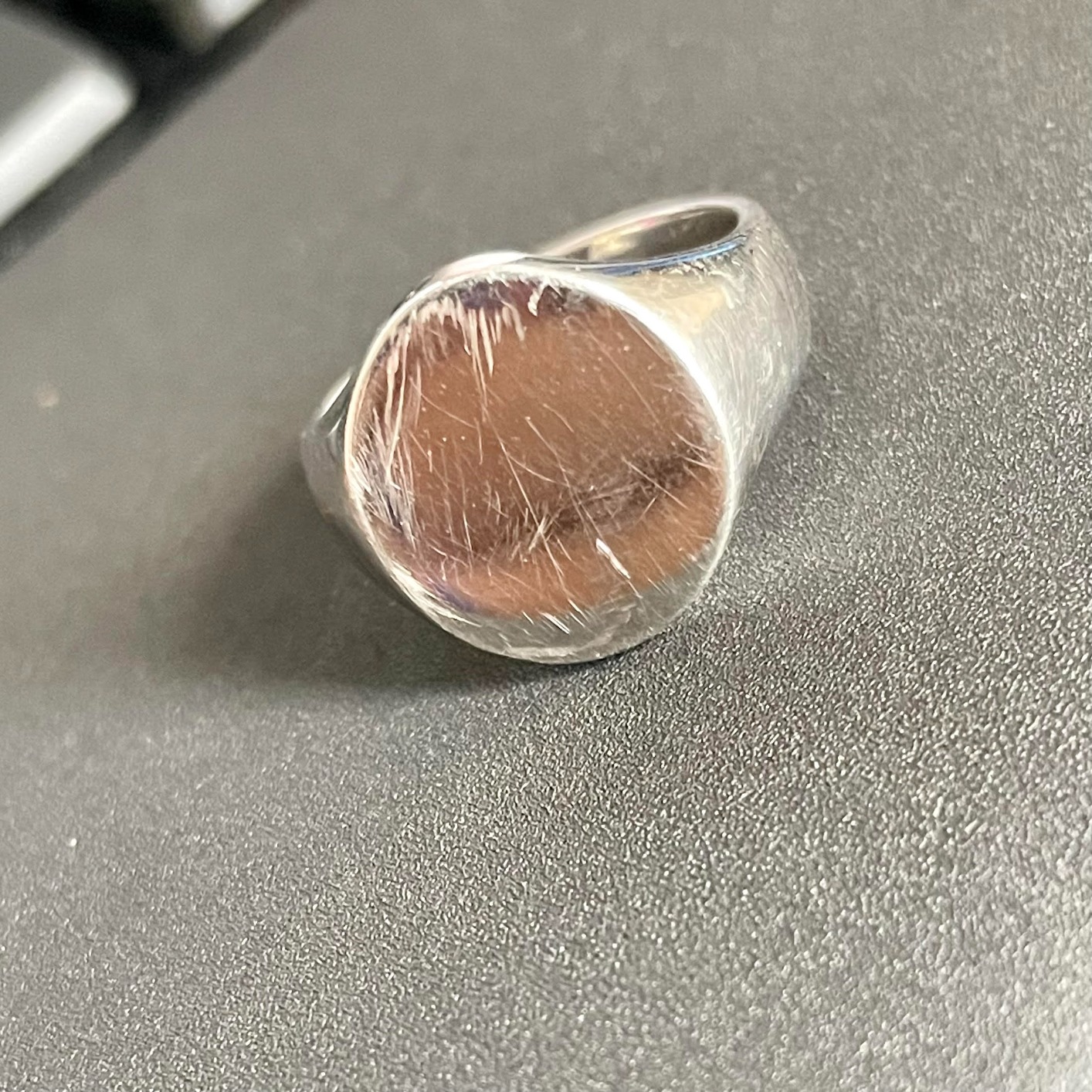 Unisex Sterling Silver Cushion or Oval Shape Heavy Weight Polished Signet Ring customer photo 2