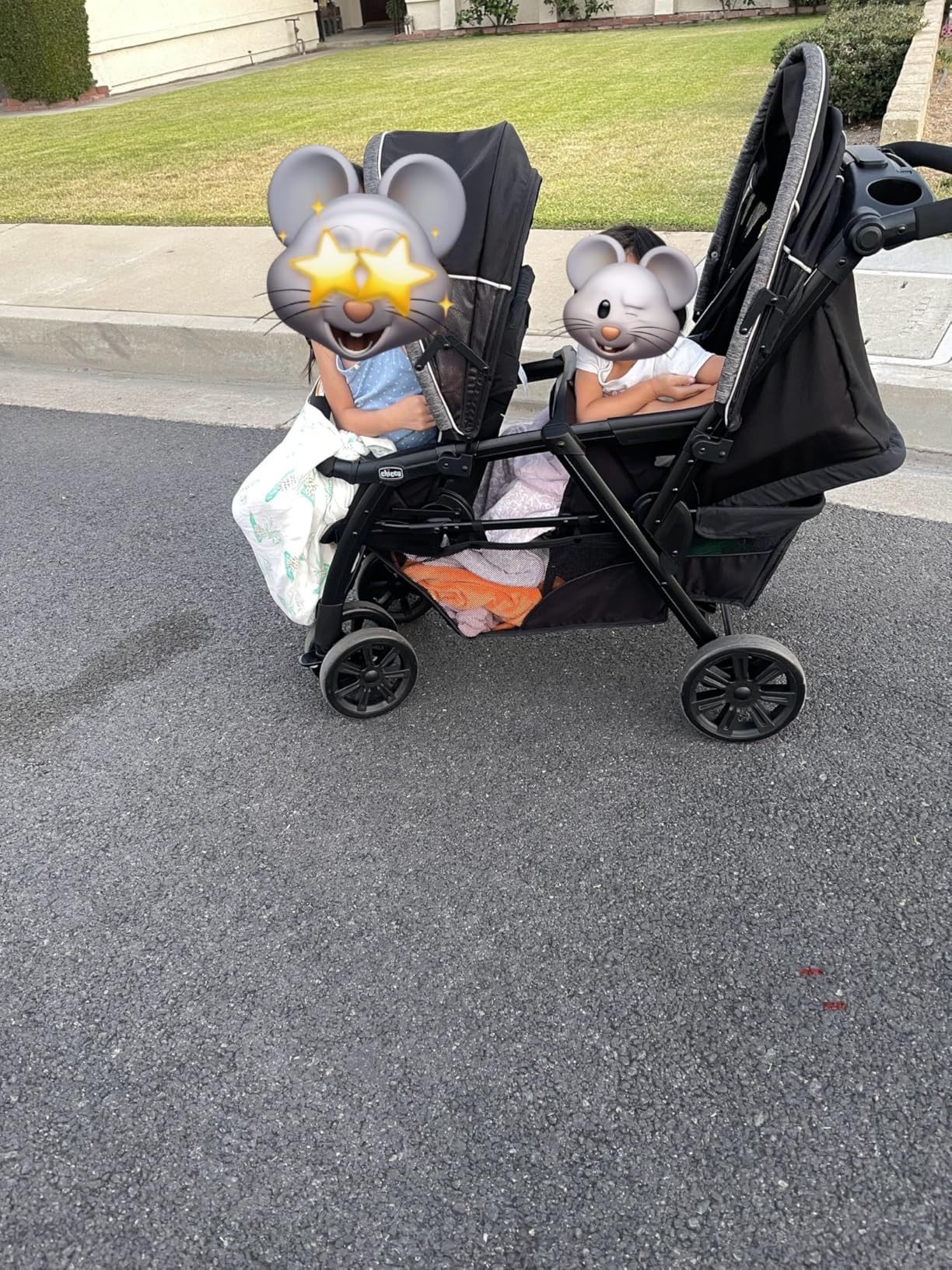 Chicco Cortina Together Double Stroller, 2-Seat, Foldable | Minerale Black/Silver, 100% polyester, fits 2 Chicco KeyFit seats, all-wheel suspension, baby travel stroller customer photo 2