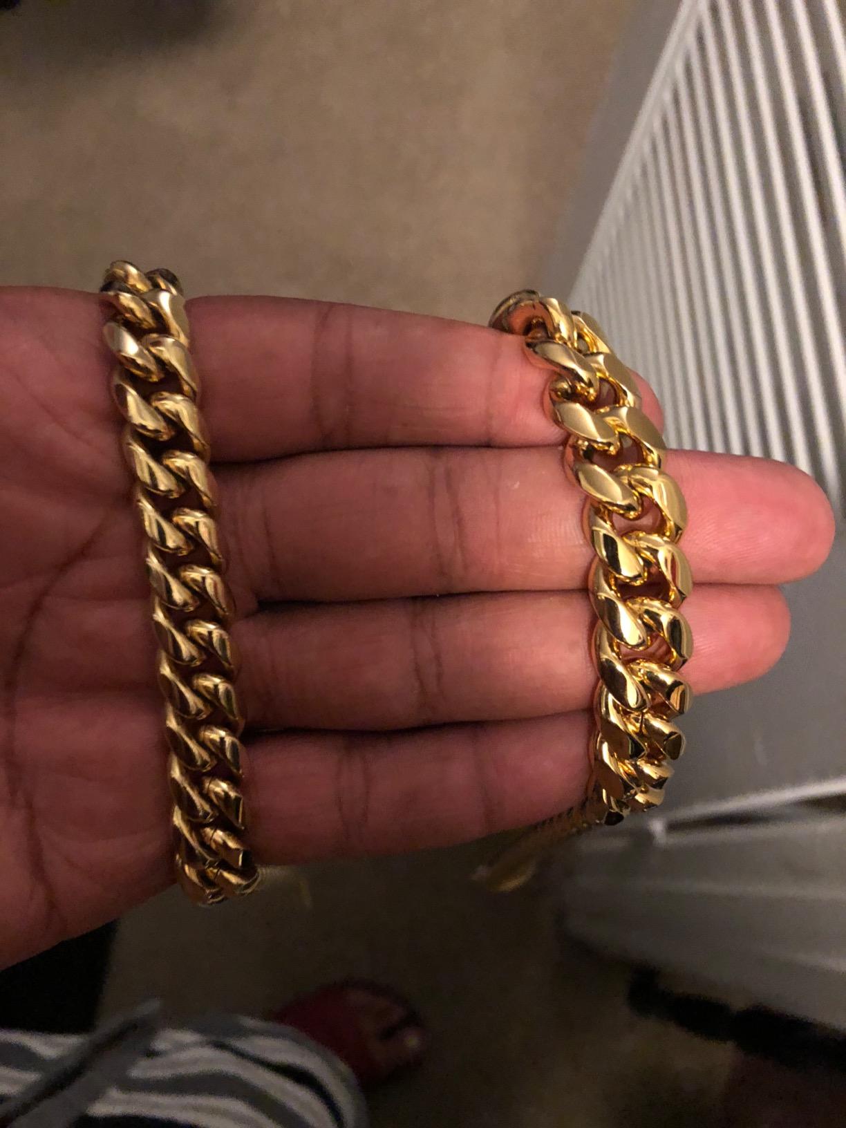 Mens Cuban Link Chain 15mm Premium Stainless Steel Miami Curb Necklace | 18K-Gold-plated | Iced Cubia Zirconia Dragon-Head Clasp | Hypoallergenic | HipHop Punk Rock | No Tarnish customer photo 2