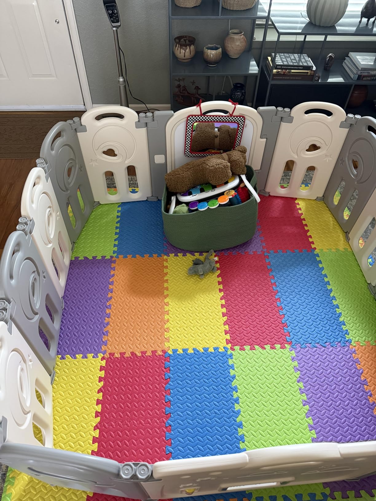 Cloud Castle Large 14-Panel Baby Playpen for Babies Toddlers, Gray | Foldable Safety Play Yard Enclosure and Fence Play Area w/ Whiteboard/Activity Wall/Gate for Indoor/Outdoor Use for Ages 1-3 customer photo 2