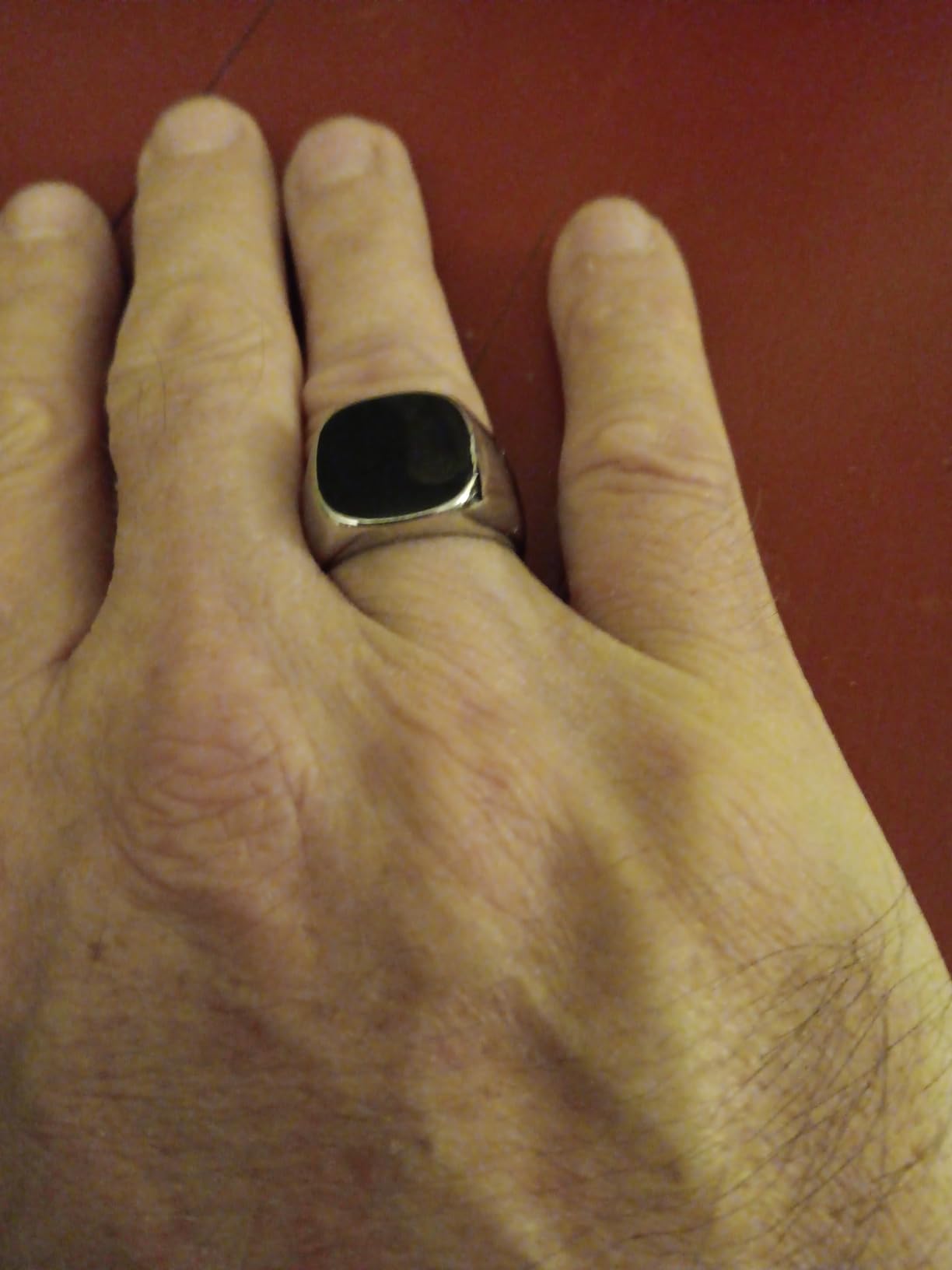 Stainless Steel Classic Simple Plain Black Enamel Signet Pinky Ring Size 4-16 customer photo 1