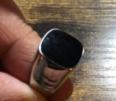 Stainless Steel Classic Simple Plain Black Enamel Signet Pinky Ring Size 4-16 customer photo 2