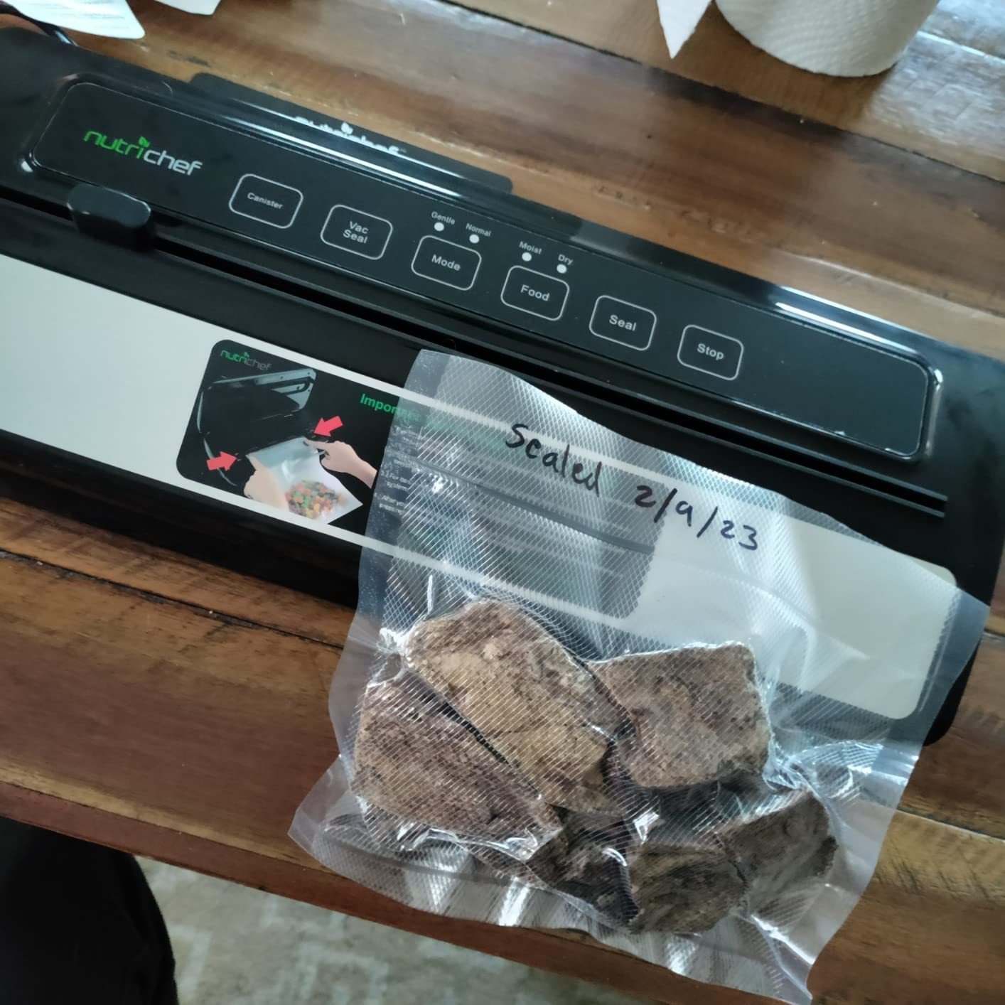 Vacuum Sealer | Automatic Vacuum Air Sealing System For Food Preservation w/ Starter Kit | Compact Design | Lab Tested | Dry & Moist Food Modes | Led Indicator Lights (Black), EWE customer photo 2