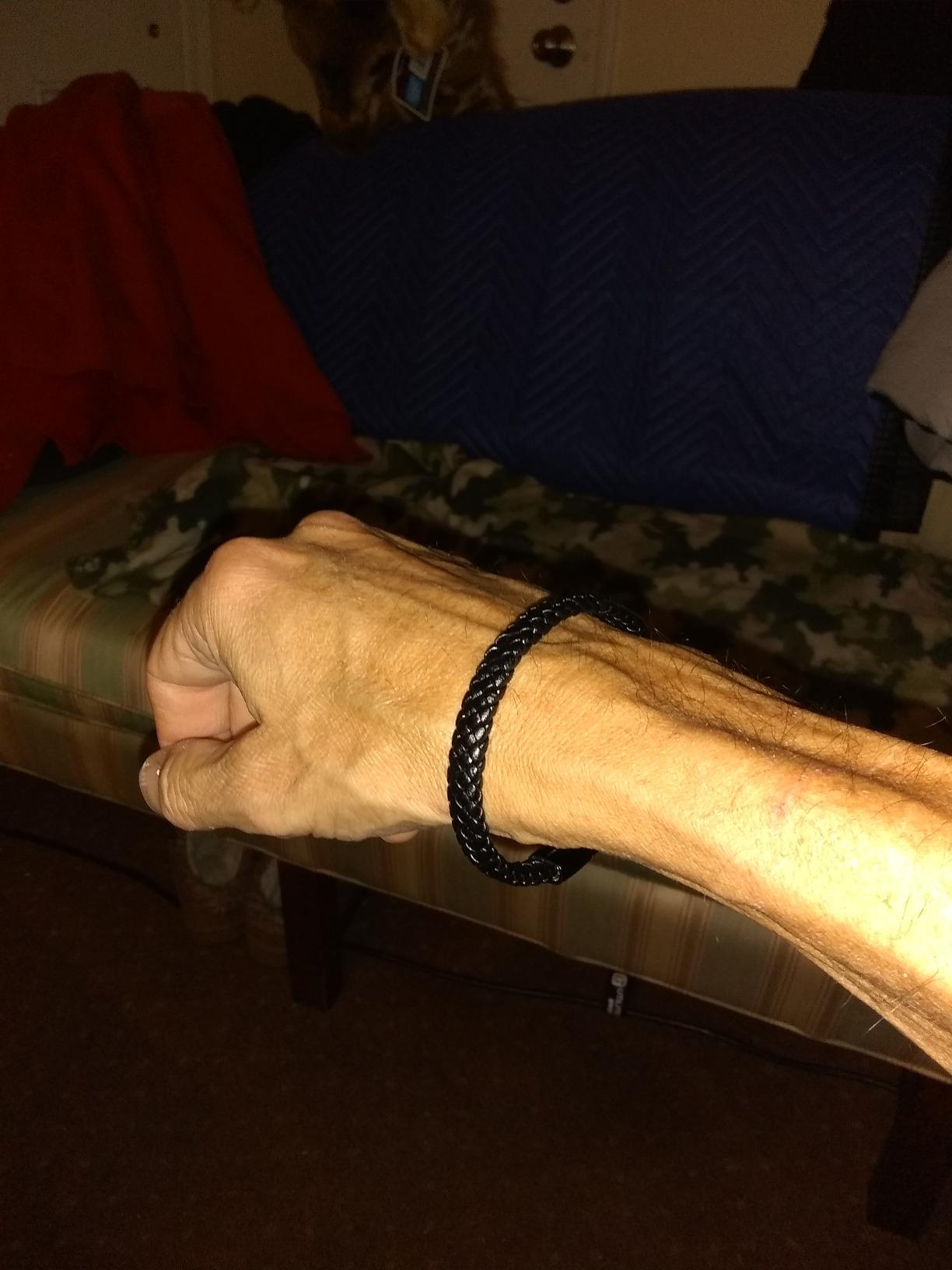 Men's Braided Genuine Leather Bracelet with Stainless Steel Closure customer photo 2