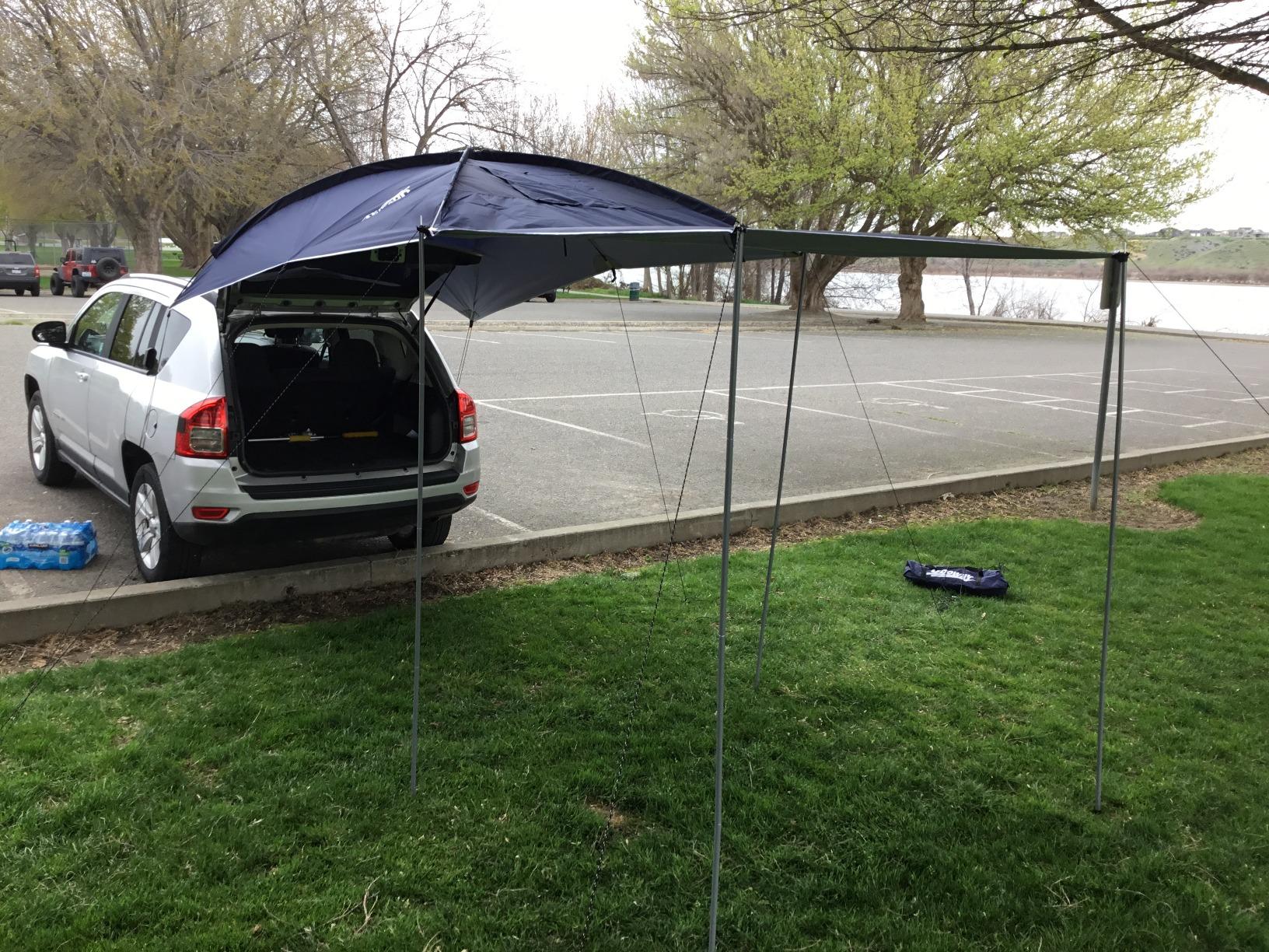 Awning Sun Shelter: Waterproof Auto Canopy Camper Trailer Tent Roof Top for SUV Minivan Hatchback Camping Outdoor Travel 5-6Persons | Use for 6 people, Sun Shade UV50+, Waterproof, Car Door/Tailgate Sunshade customer photo 2