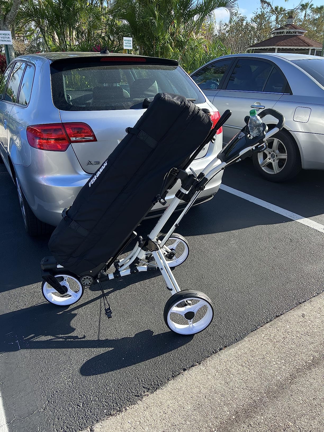 Qwik-Fold 3-Wheel Golf Push Cart with 360° Swivel Front Wheel & Foot Brake - 1-Second Folding Golf Trolley, Lightweight Aluminum Frame, Umbrella Holder, Cup Holder & Storage customer photo 1