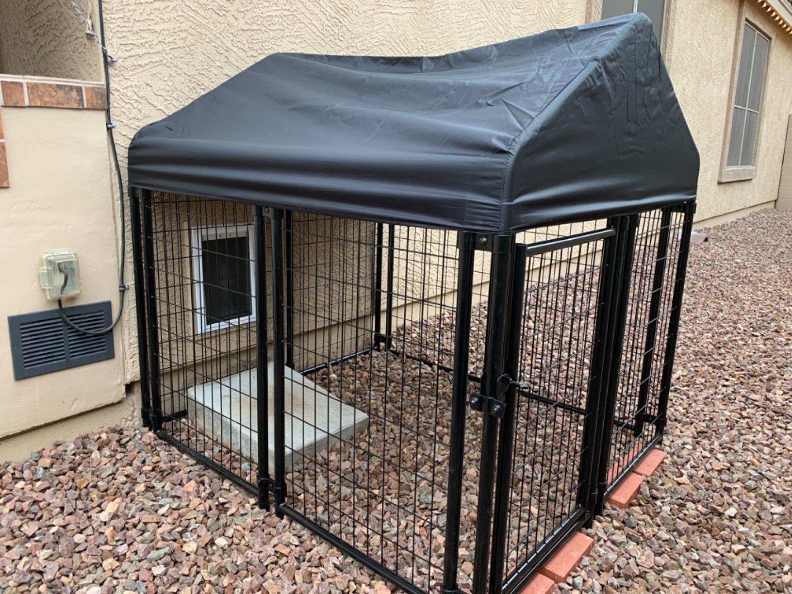 Amazon Basics - Welded Rectangular Outdoor Secure Wire Crate Kennel for Cat, Dog Large, Black, 102 x 48 x 72 inches customer photo 1