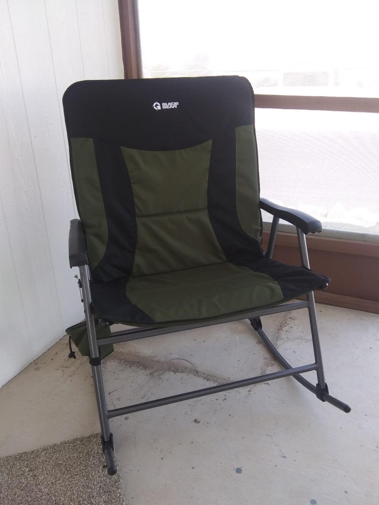 Guide Gear XXL Oversized Rocking Camping Chair, Heavy-Duty 600 lb Capacity Portable Folding Outdoor Camp Rocker Chairs for Adults Hunter Green/Black customer photo 1