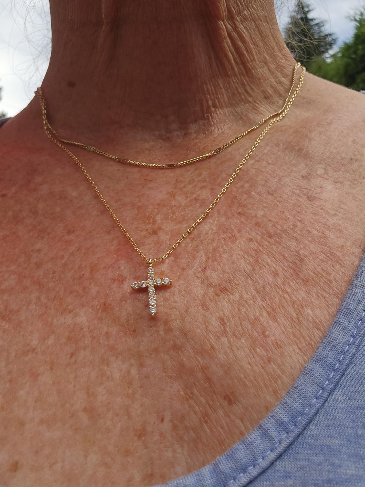 PAVOI 14K Gold Plated Cubic Zirconia Cross Necklace for Women | Cross Faith Pendant Necklaces customer photo 1