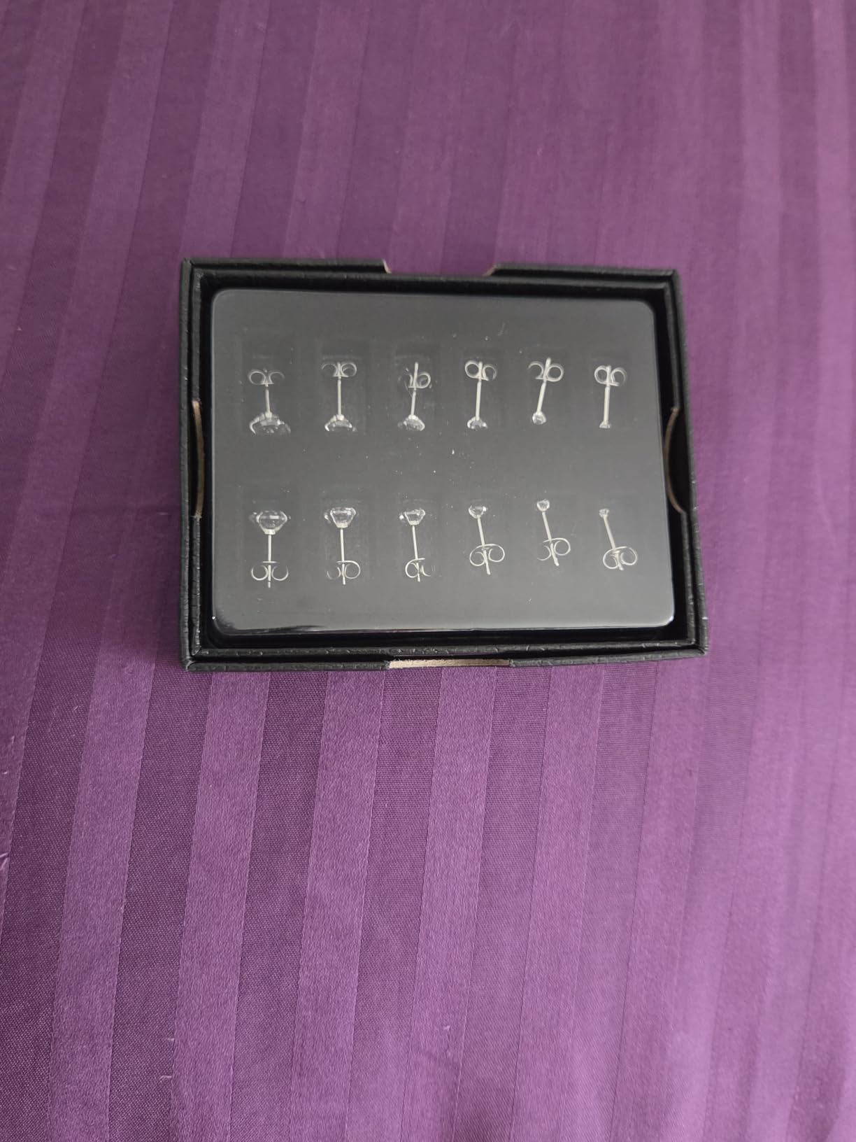 6 Pairs Stud Earrings Set, Hypoallergenic Cubic Zirconia 316L Earrings Stainless Steel CZ Earrings 3-8mm (Steel color) customer photo 1