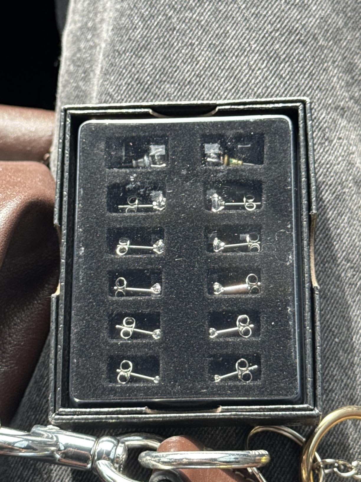 6 Pairs Stud Earrings Set, Hypoallergenic Cubic Zirconia 316L Earrings Stainless Steel CZ Earrings 3-8mm (Steel color) customer photo 2