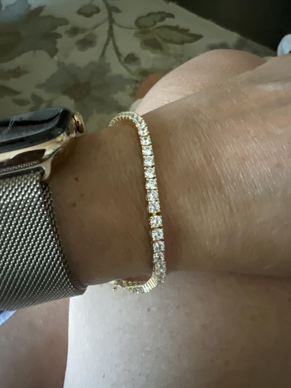 PAVOI 14K Gold Plated 3mm Cubic Zirconia Classic Tennis Bracelet | Gold Bracelets for Women customer photo 2