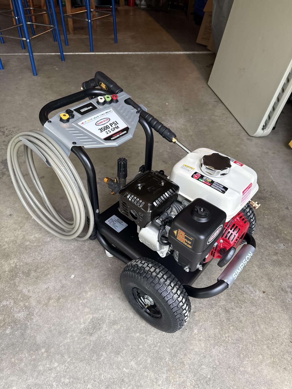 Simpson PowerShot 3500 PSI Gas Pressure Washer, 2.5 GPM, Honda GX200 Engine | Gas Power Washer For Professionals. AAA Triplex Pump, 25' MorFlex Hose, 5 Nozzles, Steel Frame. 49-State Compliant. PS3228 customer photo 2