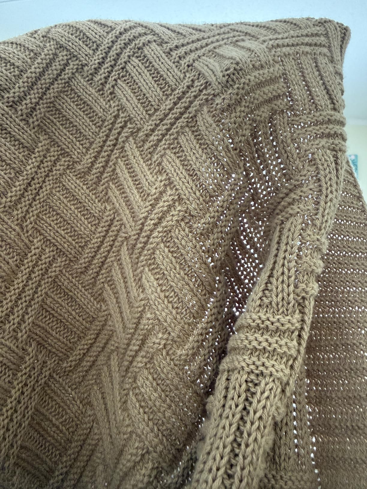 NTBAY Cotton Cable Knit Throw Blanket, 51 x 67, Silver Grey | 100% Cotton Cable Knit Throw with Breathable, Lightweight Construction for Sofa, Bed, Reading, and Decorative Layering customer photo 1