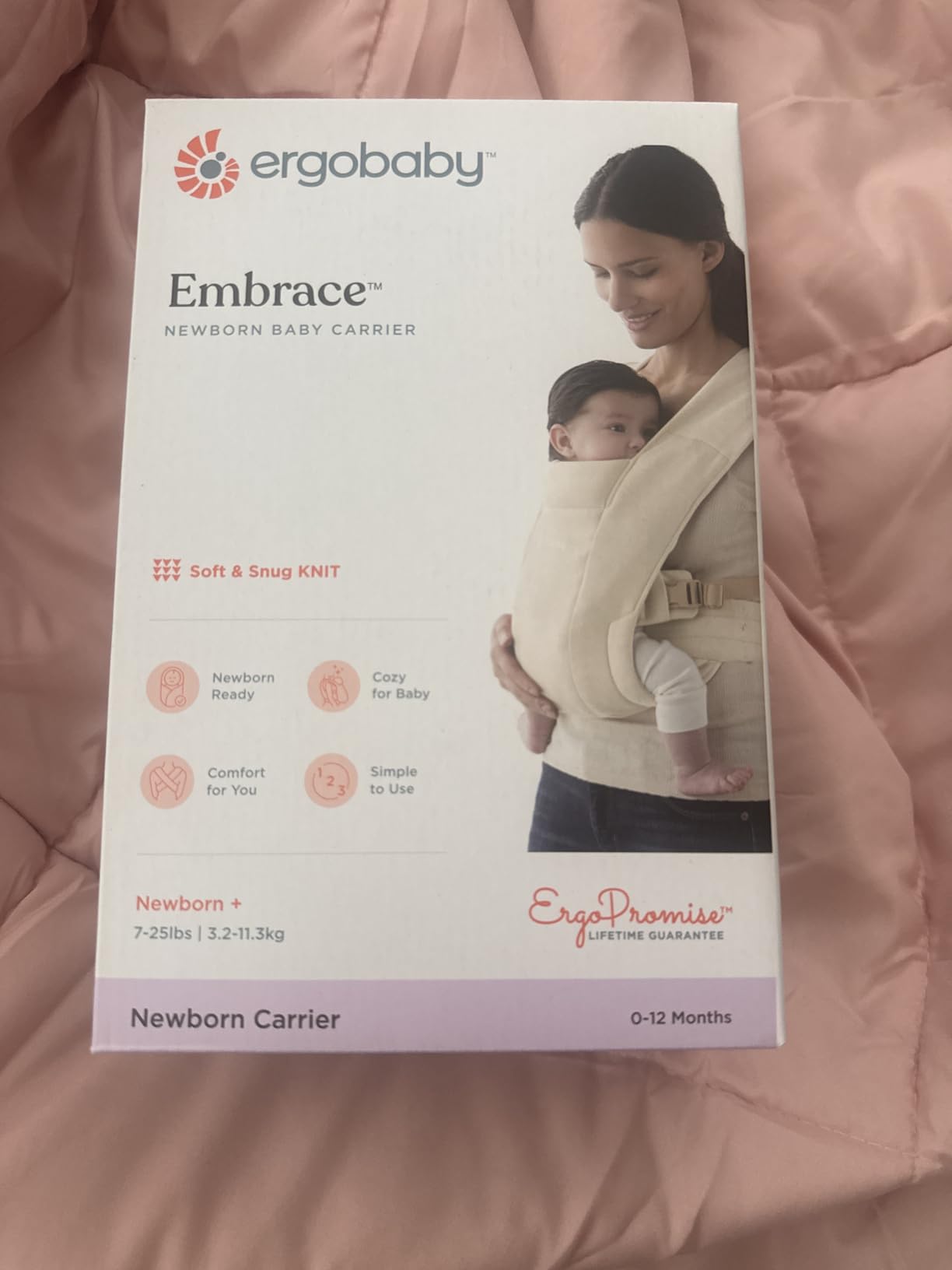 Ergobaby Embrace Newborn Baby Carrier for Infants 0-12 Months (7-25 lbs) - Ergonomic 2-Position Infant Carrier with Head and Neck Support, Hip-Healthy Positioning - Oxford Blue customer photo 2