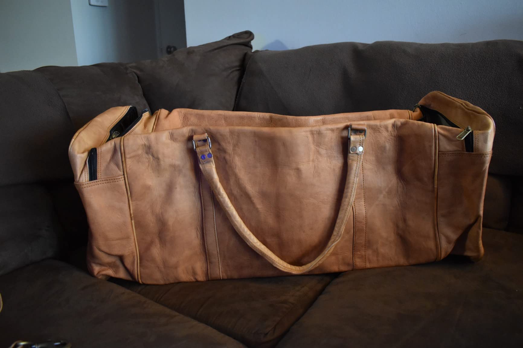 Large 32 inch duffel bags for men holdall leather travel bag overnight gym sports weekend bag customer photo 2