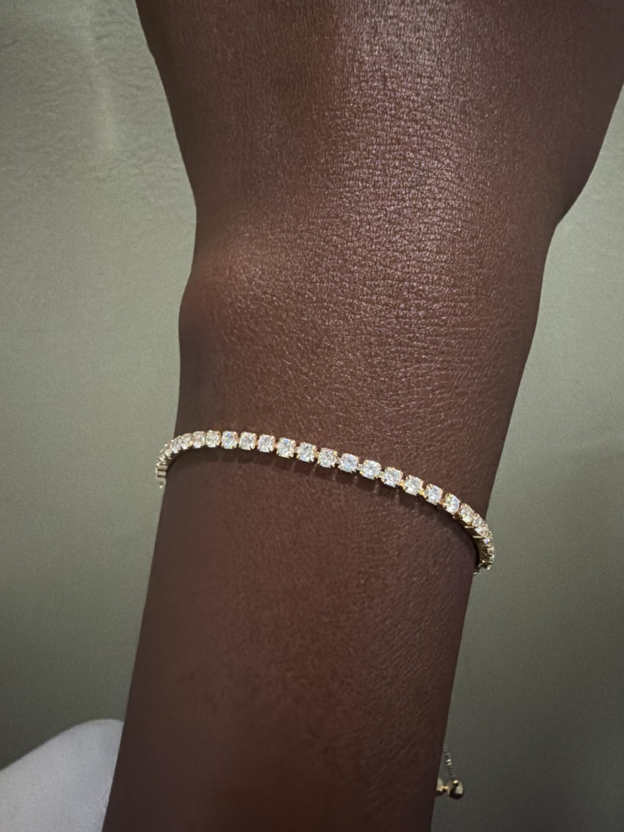 PAVOI 14K Gold Plated Cubic Zirconia Classic Tennis Bracelet for Women | Adjustable Slider customer photo 2