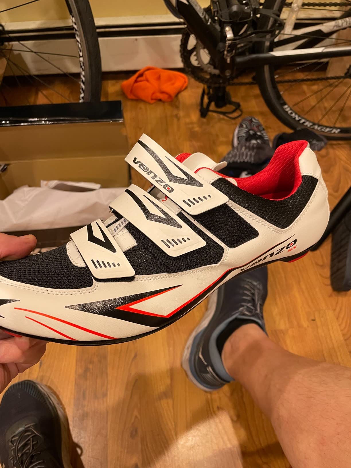 Venzo Bicycle Men's Road Cycling Riding Shoes - 3 Straps - Compatible with Look Delta & for Shimano SPD-SL - Perfect for Road Racing Bikes customer photo 2