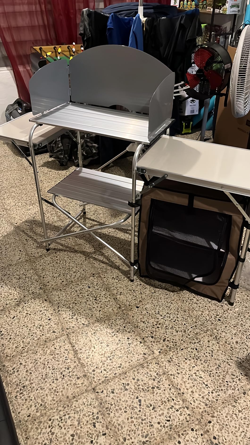 VEVOR Camping Kitchen Table, Aluminum Portable Folding Camp Cook Station with Windscreen, Cupboard, Storage Organizer, Carrying Bag, Quick Installation for Outdoor Picnic Beach BBQ RV Traveling, Brown customer photo 2
