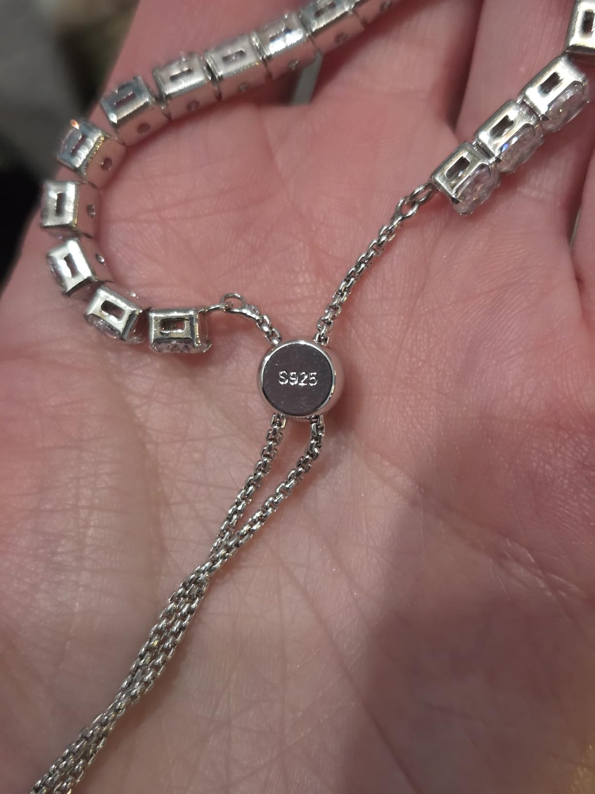 Silver Bracelet, S925 Tennis Bracelet with Sparkling 5A Cubic Zirconia Silver Bracelets for Women Adjustable Bracelet customer photo 1
