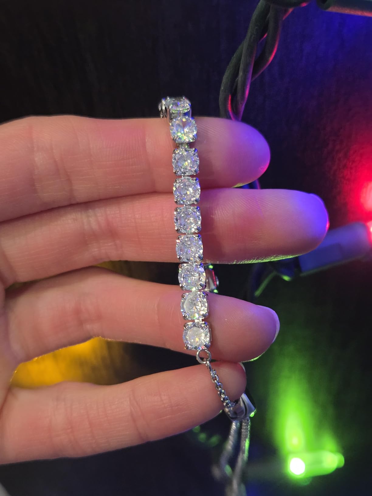 Silver Bracelet, S925 Tennis Bracelet with Sparkling 5A Cubic Zirconia Silver Bracelets for Women Adjustable Bracelet customer photo 2