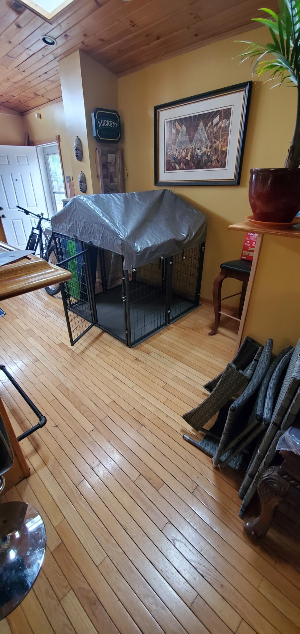 Large Dog Kennel Dog Crate Cage, Extra Large Welded Wire Pet Playpen with UV Protection Waterproof Cover and Roof Outdoor Heavy Duty Galvanized Metal Animal Pet Enclosure for Outside, 4 x 4 x 4.3 Feet customer photo 1