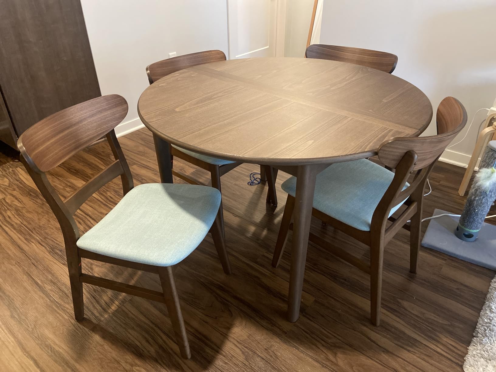 Christopher Knight Home Frances Mid-Century Modern Dining Chairs (Set of 4), 100% Polyester and Rubber Wood, Dark Gray, Walnut customer photo 2