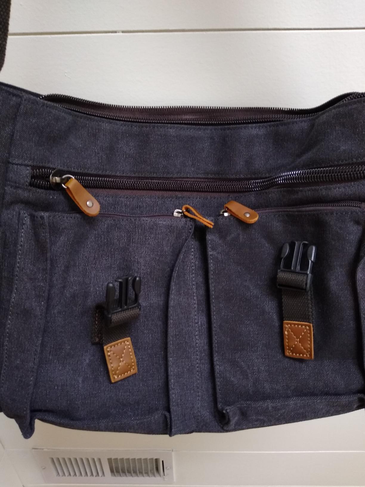 Messenger Bag for Men,VASCHY Vintage Water Resistant Canvas Satchel 14 15.6 17inch Laptop Briefcase customer photo 1