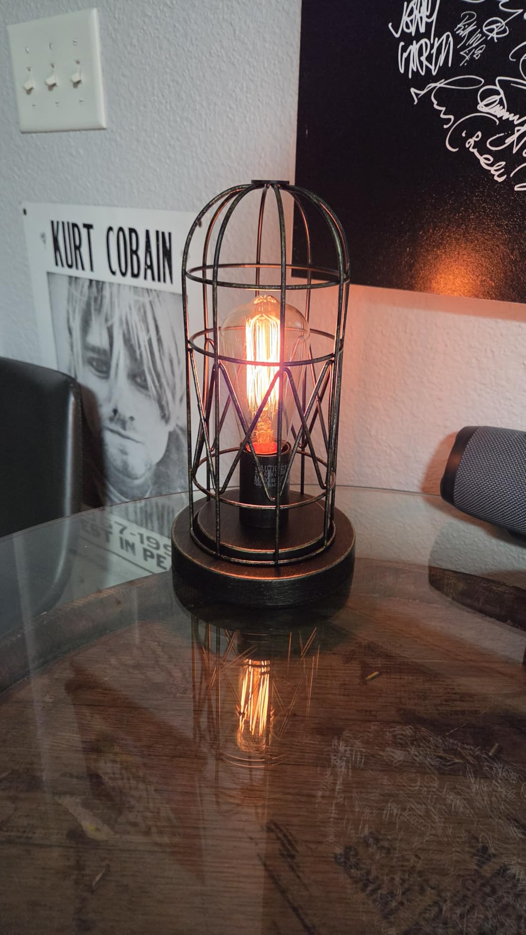 Touch Control Table Lamp, 3 Way Dimmable Lamp, Industrial Bedside Lamp | Small Nightstand Vintage Black Metal Cage Desk Lamp, Steampunk Table Lamps for Bedroom, Living Room, Kitchen (Bulb Included) customer photo 1