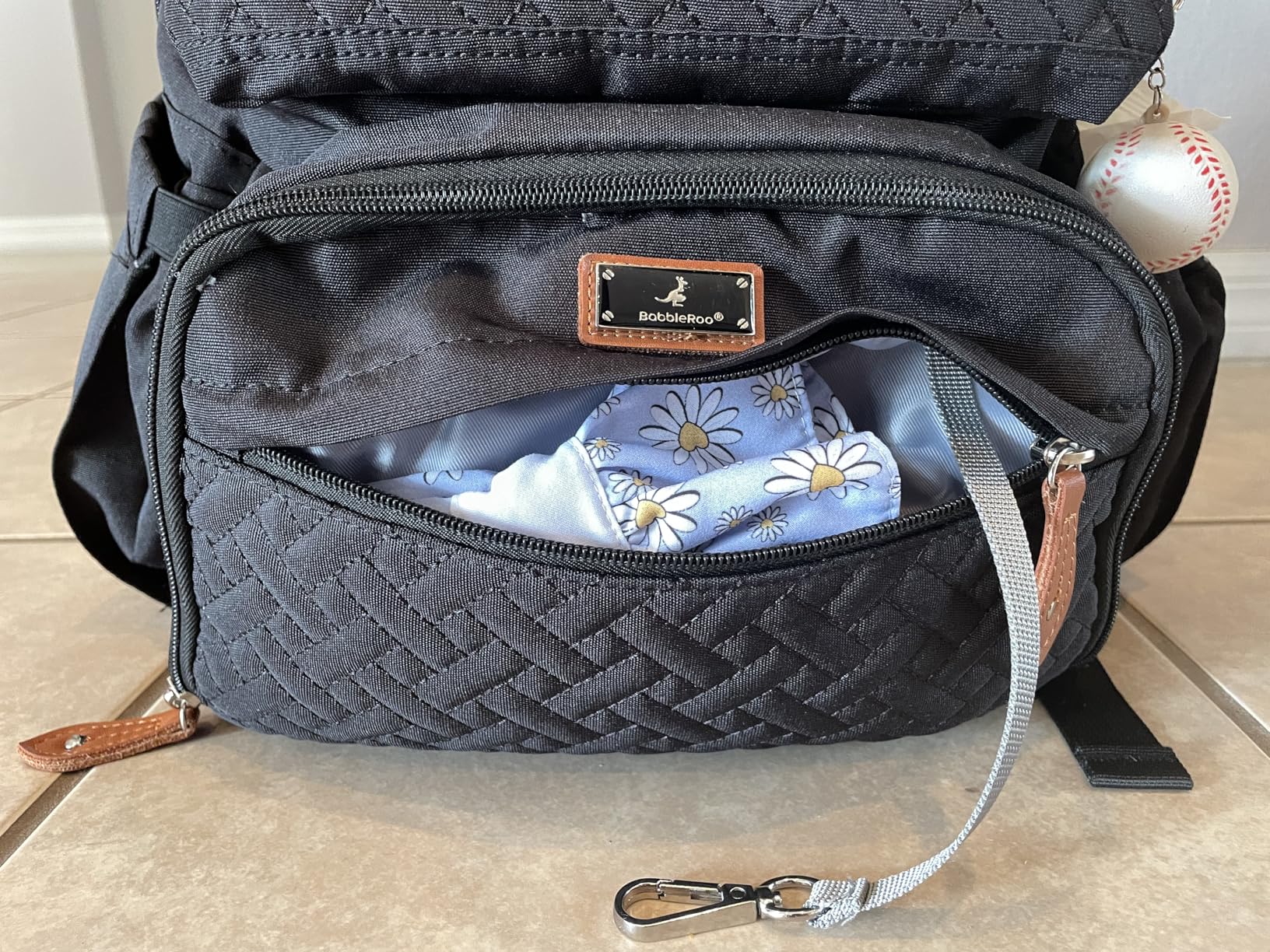 BabbleRoo Diaper Bag Backpack - Travel Large Baby Diaper Bag with Changing pad, Waterproof Baby Bags for Mom & Dad, Unisex Bags with Pacifier Case, Luggage Strap & Stroller Clips - Black customer photo 2